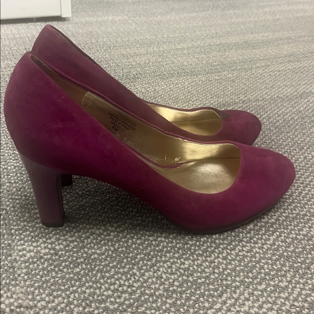 Ann Klein Clemence iFlex Magenta Raspberry Suede Pumps Heels 9